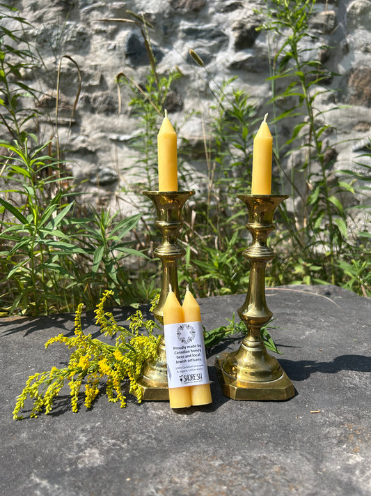 Beeswax Shabbat Candles: Labelled Pairs