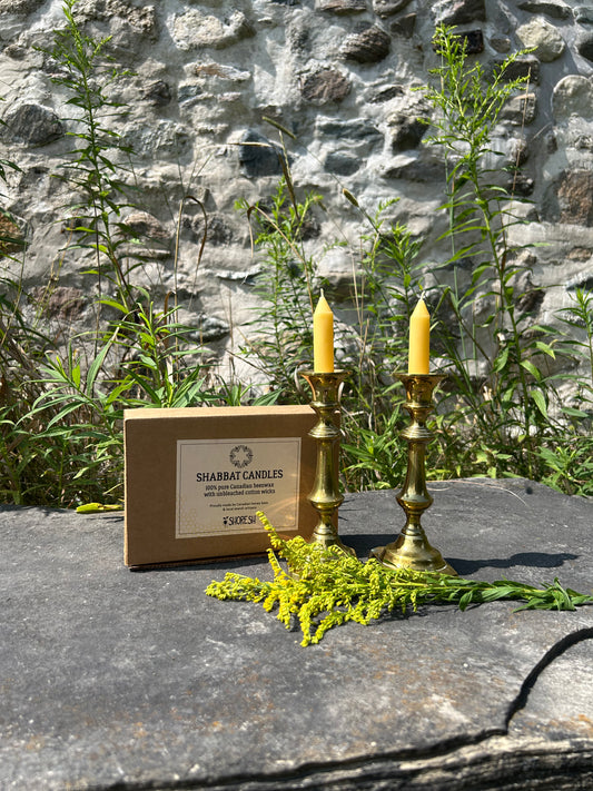 Beeswax Shabbat Candles: Box of 12 Unlabelled Pairs