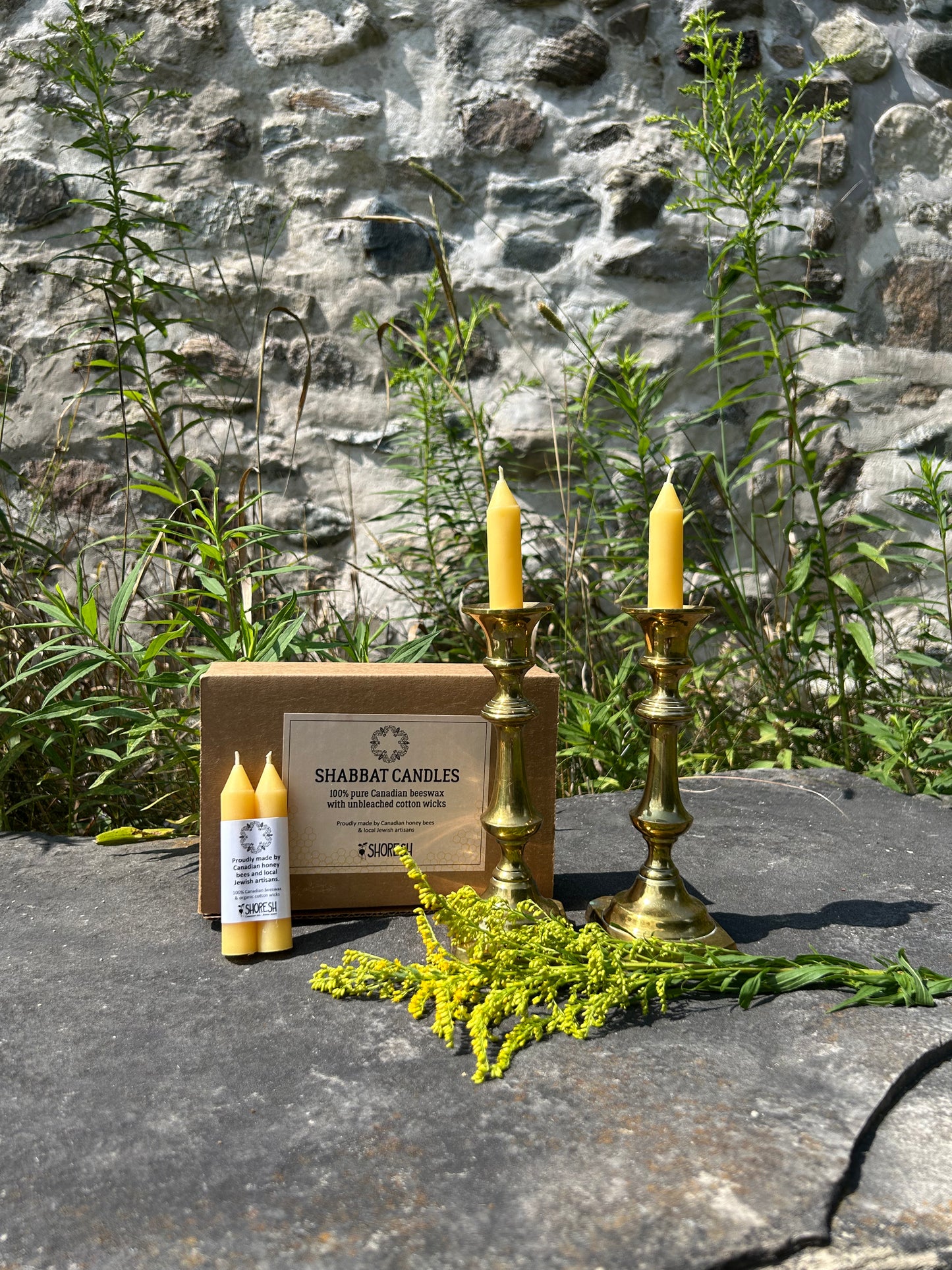 Beeswax Shabbat Candles: Labelled Pairs