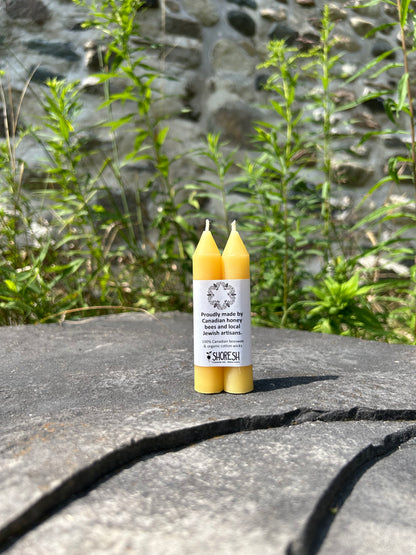 Beeswax Shabbat Candles: Labelled Pairs