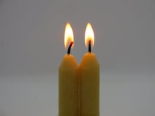Load image into Gallery viewer, Beeswax Shabbat Candles: Labelled Pairs (1 pair, 6 pairs, or 12 pairs)
